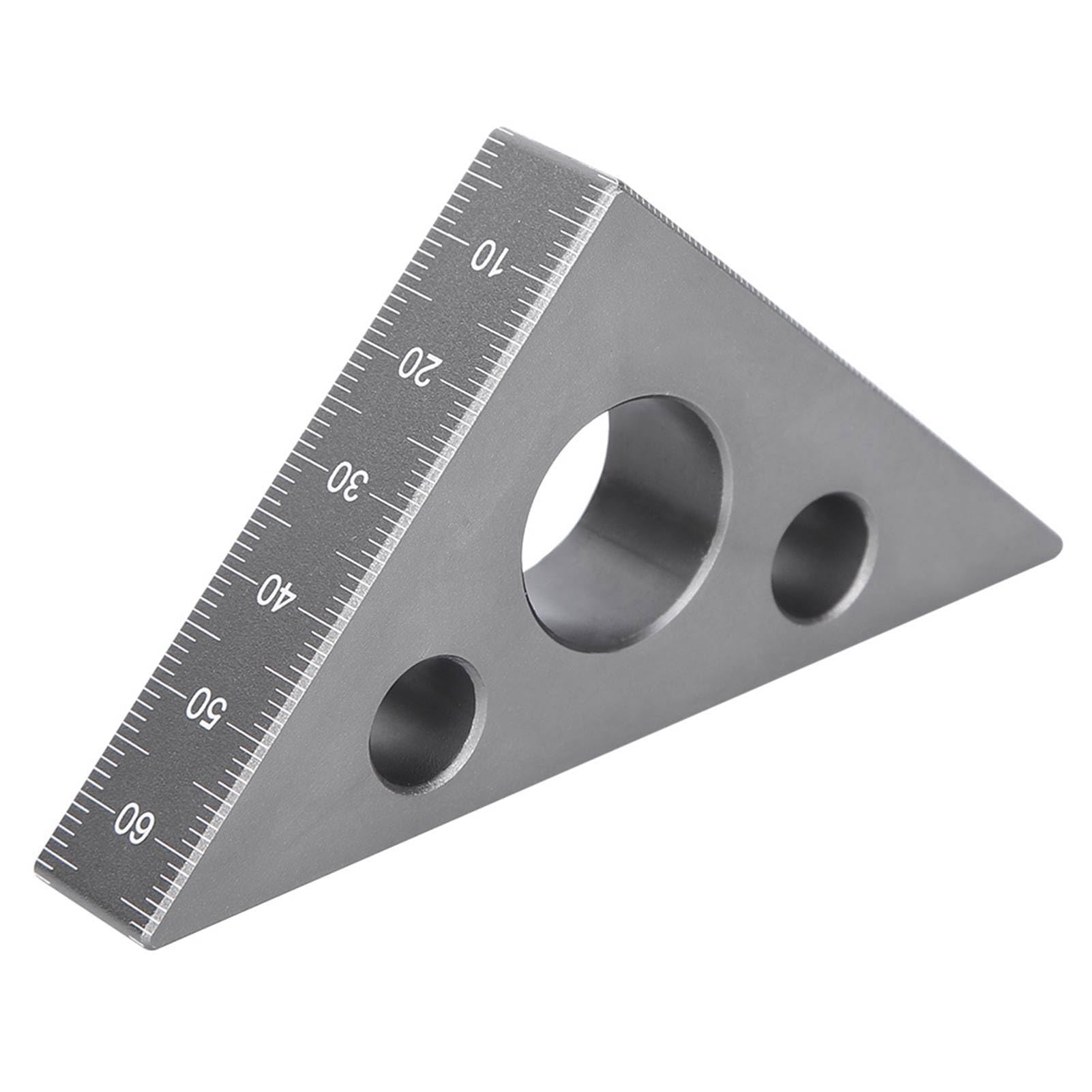 Righello Triangolare in Lega di Alluminio con Finitura Satinata, Calibro ad Angolo retto 45/90 Gradi, Dimensioni compatte