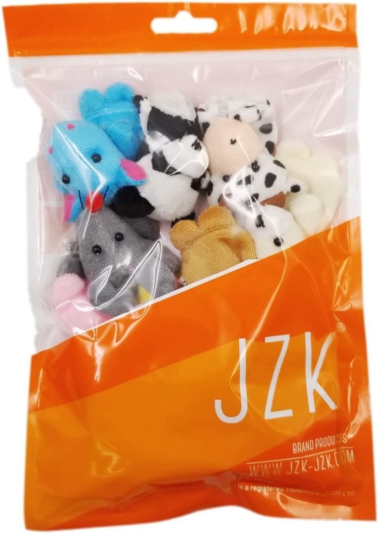 JZK 11 zwierząt palec marionetka zestaw mała pluszowa zabawka zwierzę ręka marionetka dla dzieci dzieci upominki na przyjęcie urodzinowe torby wypełniacze