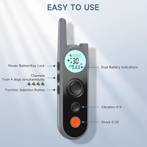 Miniatura 4 de Collar de choque para perro collar de entrenamiento para perros con control remoto de 34 millas collar electrónico recargable con 3 modos de