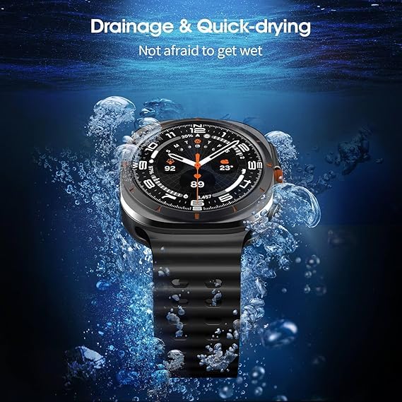 Image of GETSABLE No Gap Soft Silicone Sport Waterproof Breathable Adjustable Watch Band for Women Men Compatible with Samsung Galaxy Watch 7|8 Ultra|Ultra 2 Strap 47mm (2024 /2025) - Black