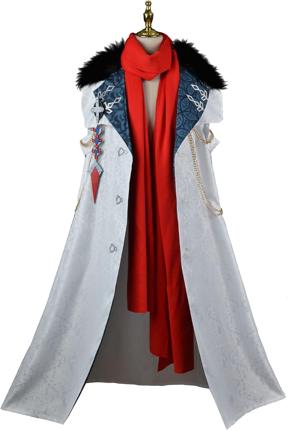 Mens Fatui Robe Cape Cosplay Costume Pierro Cloak Jacket Colombina Pulcinella Outfit Full Set Halloween