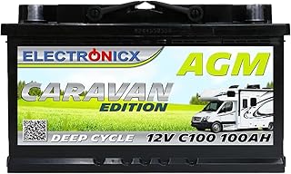 Batterie AGM 12v 100Ah Electronicx Caravan Edition batterie solaire 12v accumulateur 12v Batteries solaires alimentation agm caravane camping car batterie gel accumulateur