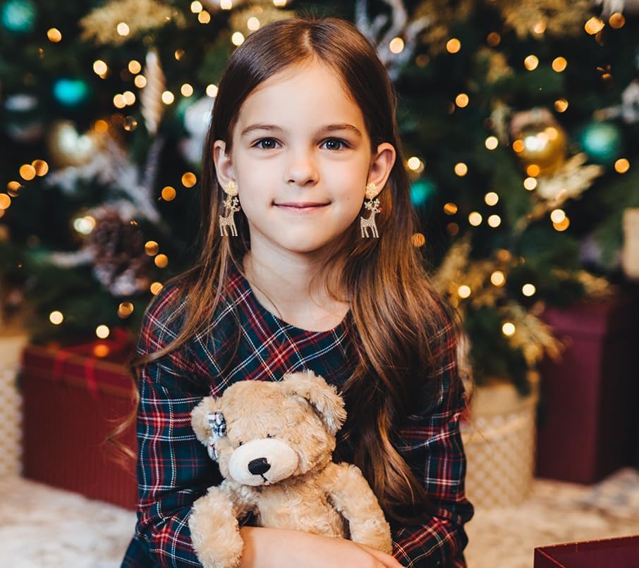 Christmas Earrings for women Rhinestone Snowflake Elk Earrings Cubic Zirconia Christmas Dangle Earrings Crystal Animal Stud Earrings Christmas Party Jewelry - Image 5