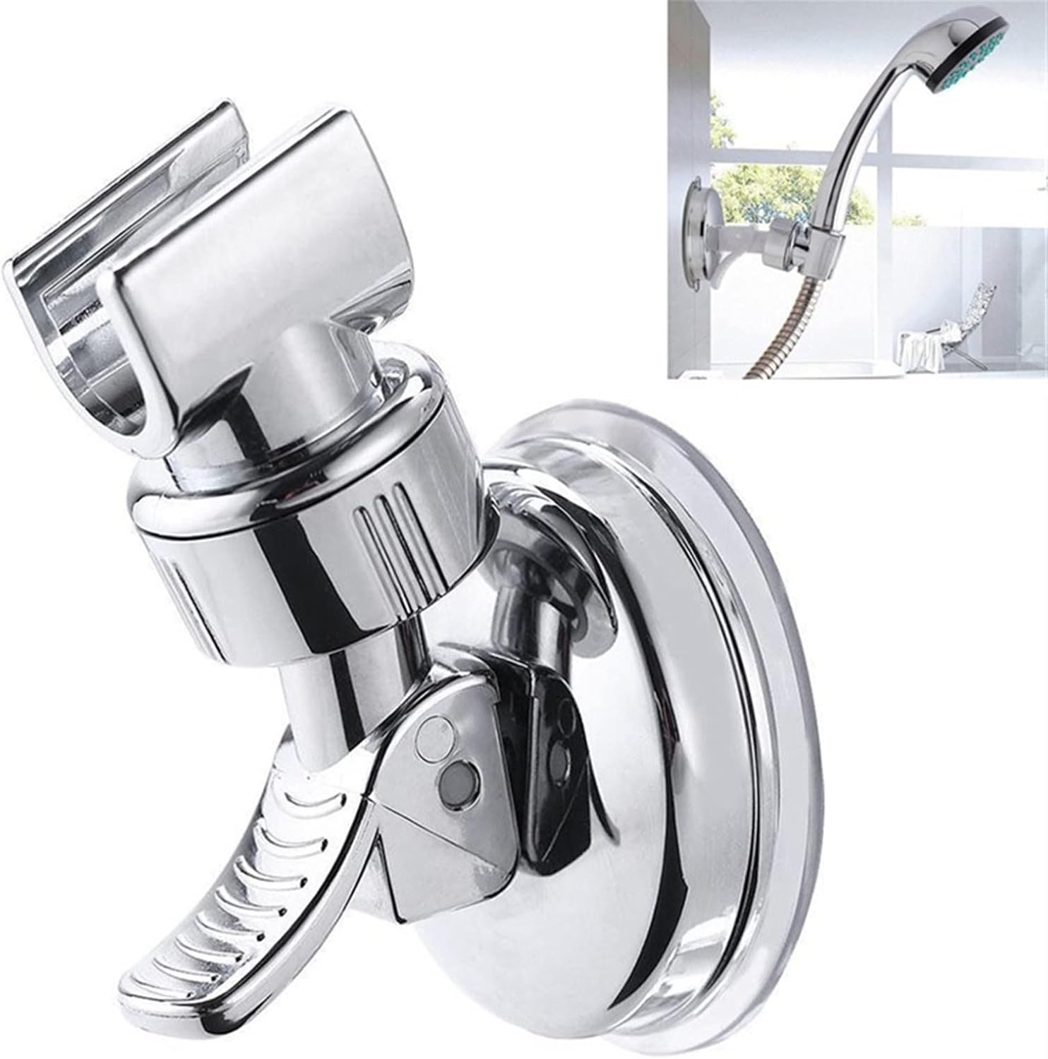 Plating Plactis Suction Cup Type Shower Stand Holder Base Shower Head Shower Holder Suction Cup Shower Mounting Brackets Shower installation bracket(Length 11cm)