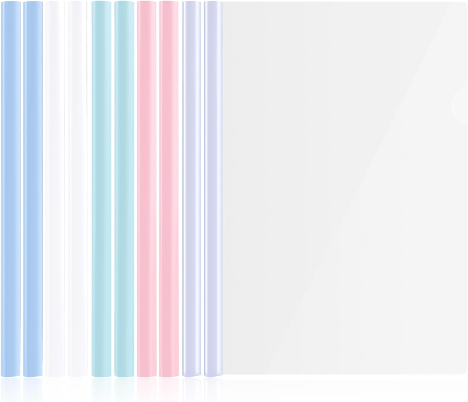 10 Pcs Clear Report Covers with U-Type Sliding Bar (40 Sheet Capacity), Office School Supplies Transparent Resume Presentation File Folders Organizer Binder for A4 Size Paper (5 Colors)