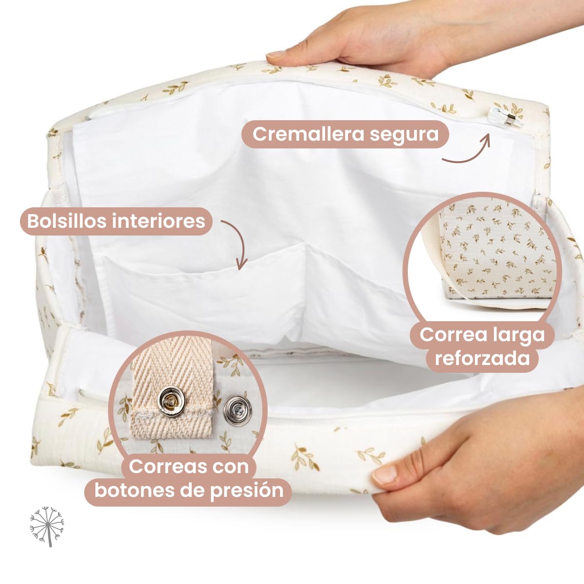 MIMUSELINA Bolso Carro Bebe | Pañalera Bebe organizador para silla paseo con gran capacidad | Bolso Maternidad Elegante y Práctico | Hecho en España
