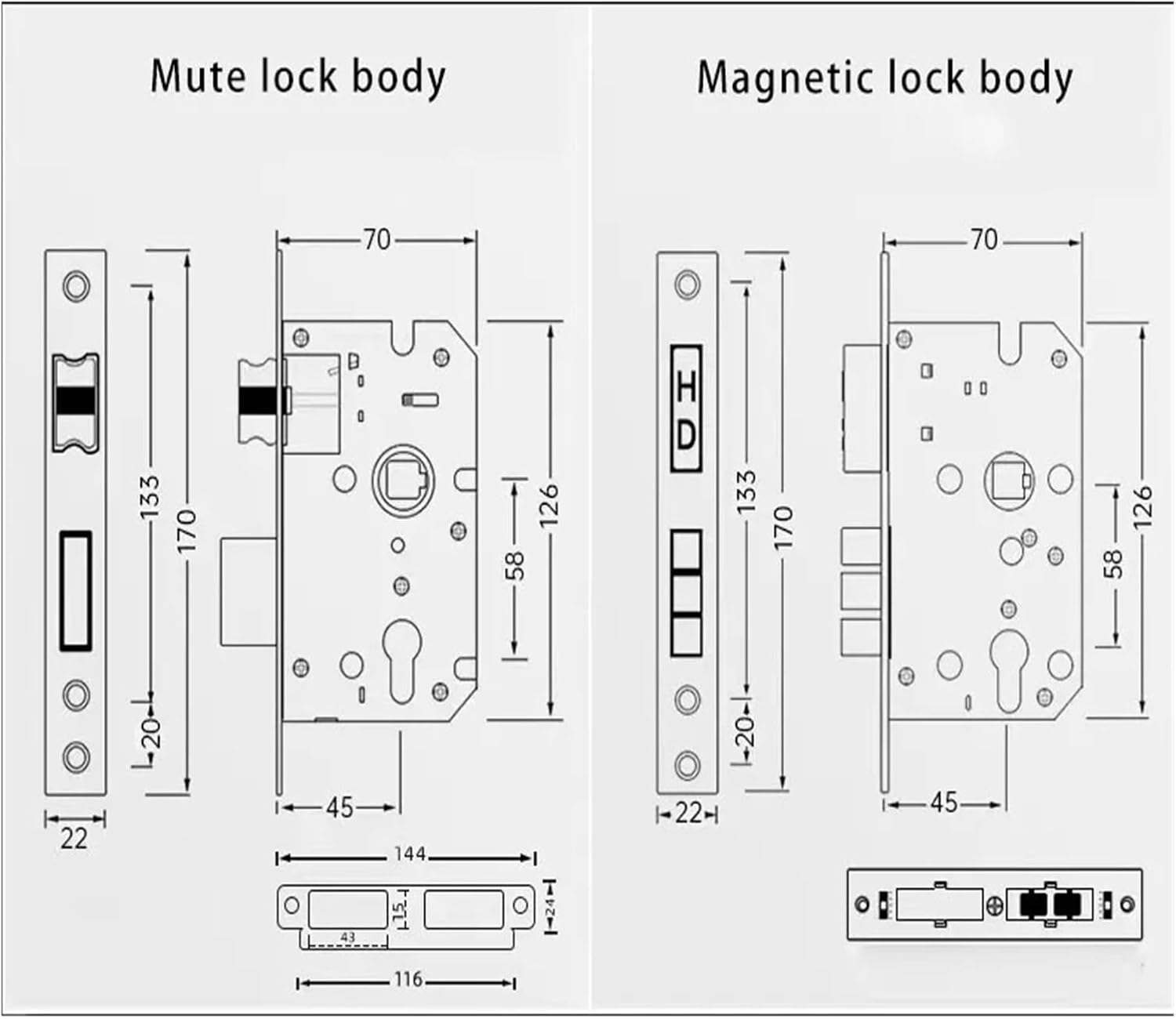 Room Bedroom Door Lock Household Interior Wooden Door Handle Separate Body Magnetic Suction Mute European Room Door Lock(Mute Lock Body A)