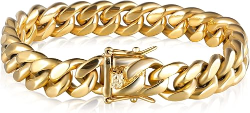 Pulsera de eslabones cubanos para hombre y mujer, Pulsera cubana chapada en oro de 14k de Miami, Ancho de 6-18mm, Longitud de 88.59 pulgadas,
