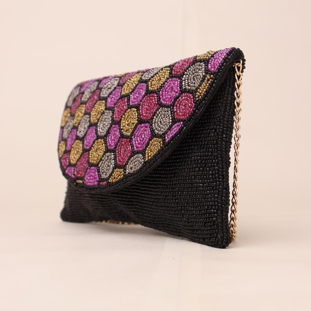 Indian Shelf Handmade Multicolor Sling Bag & Clutch – Beads & Cotton | Handmade, Beaded, Party Wear, Wedding, Bridal, Designer, Ethnic, Festive Gift Purse for Women
