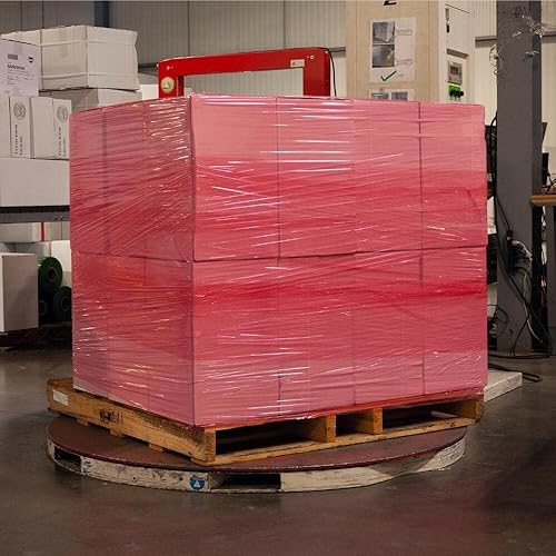 Miniatura 6 de PSBM - Rollo de película elástica roja, paquete de 4, 18 pulgadas x 1500 pies, calibre 63, rollos de película elástica tintadatransparente para