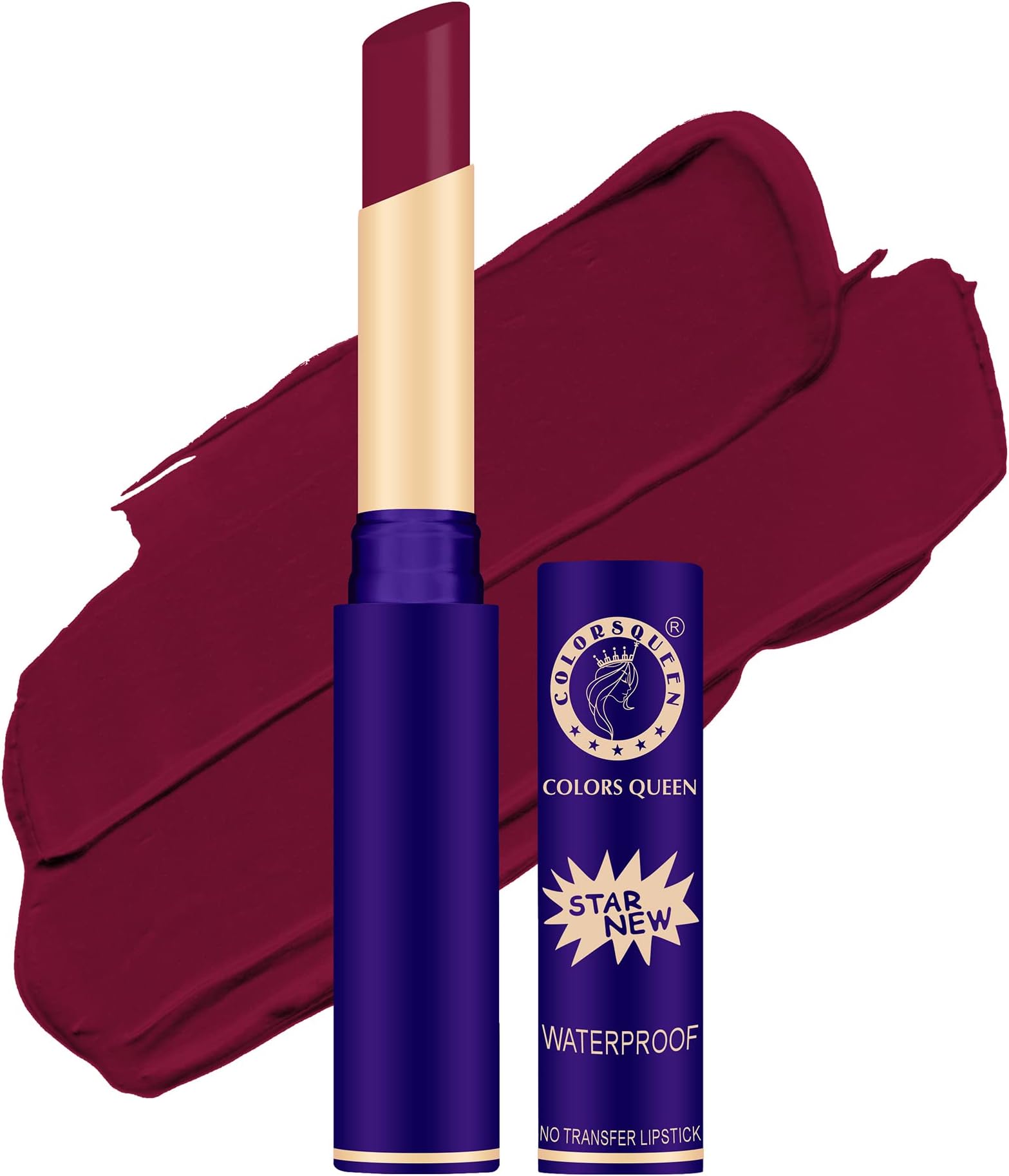 Colors Queen Queen Lips Matte Lipstick | Long Lasting & Non Transfer | Highly Pigmented with Smooth One Swipe Application | Waterproof & Smudge Proof Lipstick for Women (Rich Maroon)