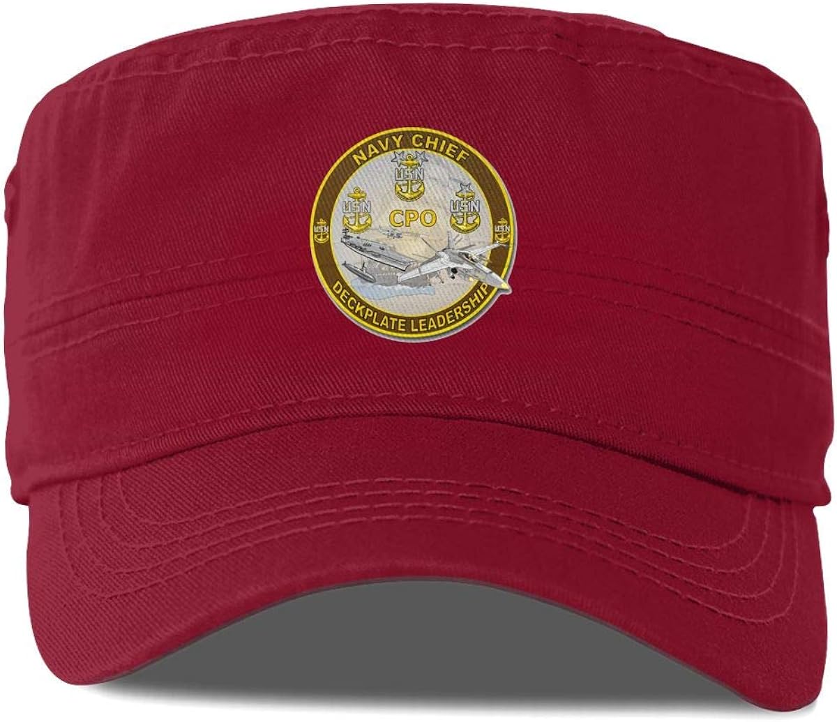 Navy Chief Deckplate Leadership Military Caps Cadet Army Caps Flat Top Cap at Amazon Men’s