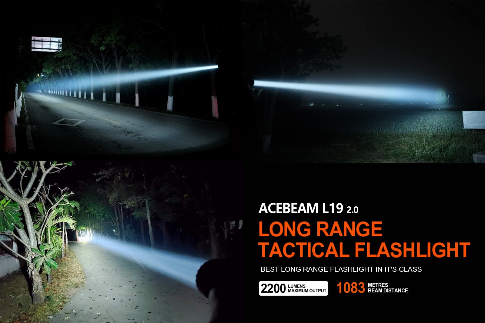 ACEBEAM L19 2.0 Tactical Flashlight 1185 Yards Ultra Long Range