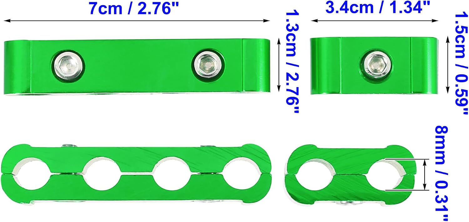 Unifizz 1 Set 8mm Spark Plug Wire Separators Kit,Spark Plug Wire Separators Aluminum Kit,Plug Wire Divider Looms Ignition Wire Separators Holders,Engine Spark Plug Wire Separator Divider(Green)