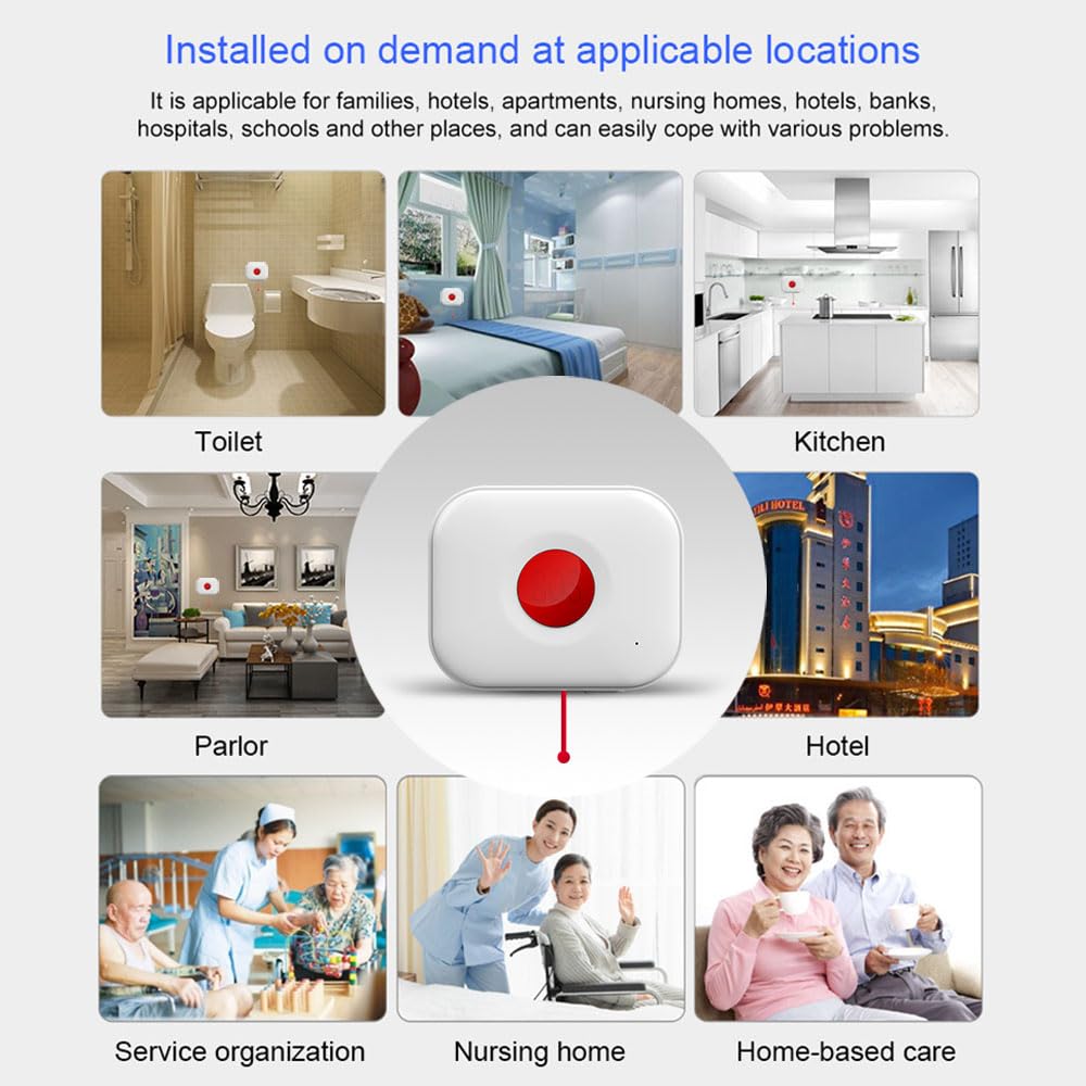 Wolf Guard TUYA Pulsante di emergenza SOS WiFi con cavo di trazione, per amico anziano disabile bambino, sistema di allarme sanitario Smartlife APP promemoria remoto (Stile coulisse (set di 3))