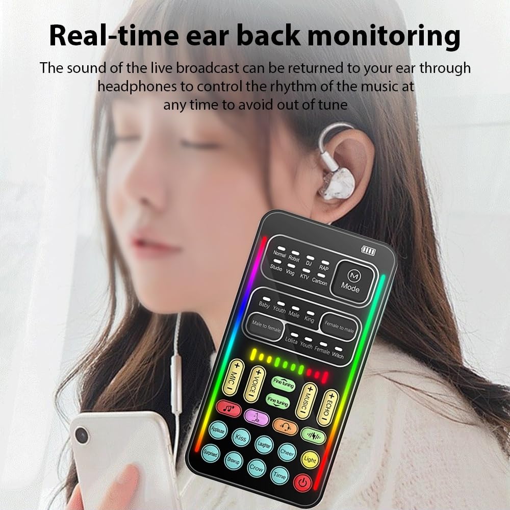 I9 Cambia voce Mini Schede audio live compatibili con Bluetooth a effetti multipli Portatile ultrasottile