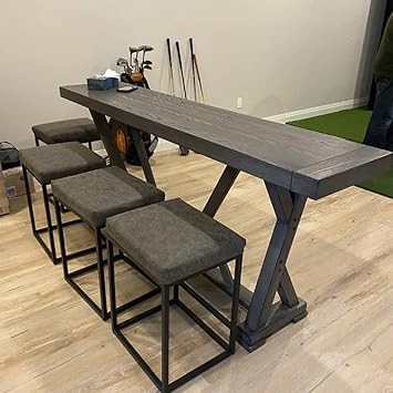 ALPHA HOME 24" Counter Height Bar Stools Set of 4 with Footrest Pu Leather Backless Kitchen Island Chair with Thick Cushion & Sturdy Chromed Metal Steel Frame Base ,Grey,4pcs.
