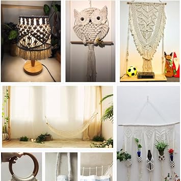 Uposao Macrame Yarn 2 mm, Macrame Cotton Yarn Cotton Cord Warp Yarn Cotton Cord For DIY Crafts Wall Hanging Plant Hanger Decorative Cord Dream Catcher Cord Knitting