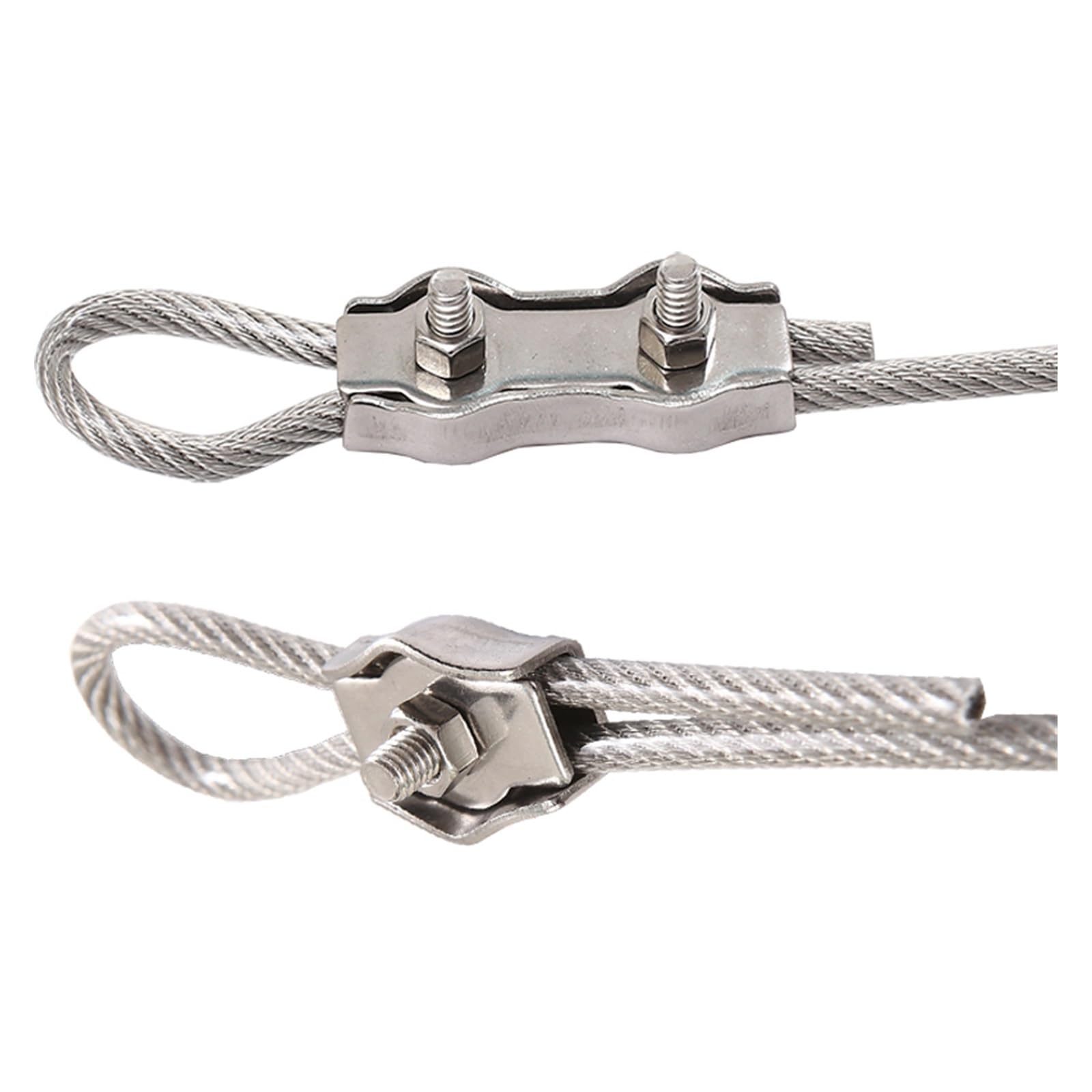 Clip di corda a filo pesante in acciaio inossidabi Fune metallica in acciaio inossidabile 304 Clip singola/doppia Morsetto for cavo con bloccaggio a morsetto Impugnatura semplice(Duplex M2-5pcs)