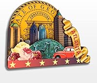 Vista 8 de Imán de madera para nevera de Atlanta Georgia USA America, colección de madera 3D, hecho a mano, recuerdos de la ciudad, imán para nevera