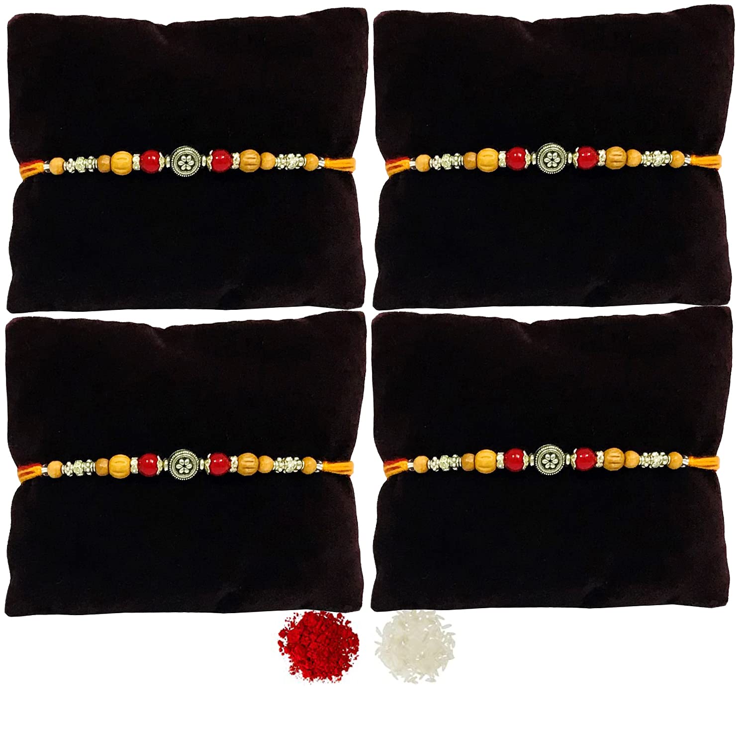 Evisha 4 Pcs Silver Moli Thread Bracelet Rakhi For Brother | Rakhi Combo-71-Four | rakhi For Men|| rakhi set || rakhi for brother