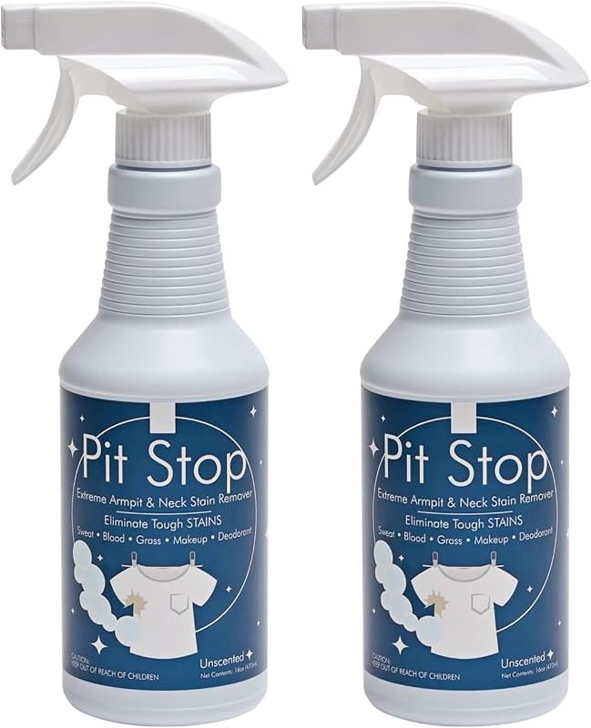 Sanco Industries Pit Stop Removedor de Manchas de Axilas, Suor e Desodorante, Fórmula para Várias Manchas, 473 mL — Pacote com 2