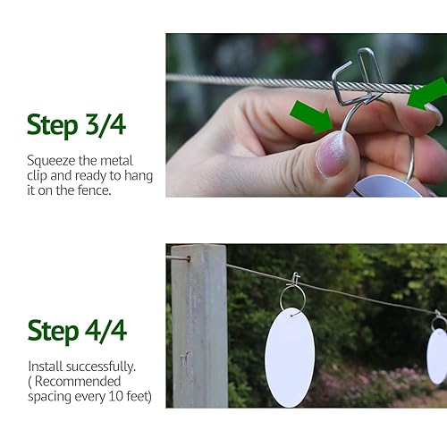 Miniatura 8 de Marcadores eléctricos de alerta para cerca reflector de alta visibilidad para detener la vida silvestre valla de granja con clips de metal fuertes