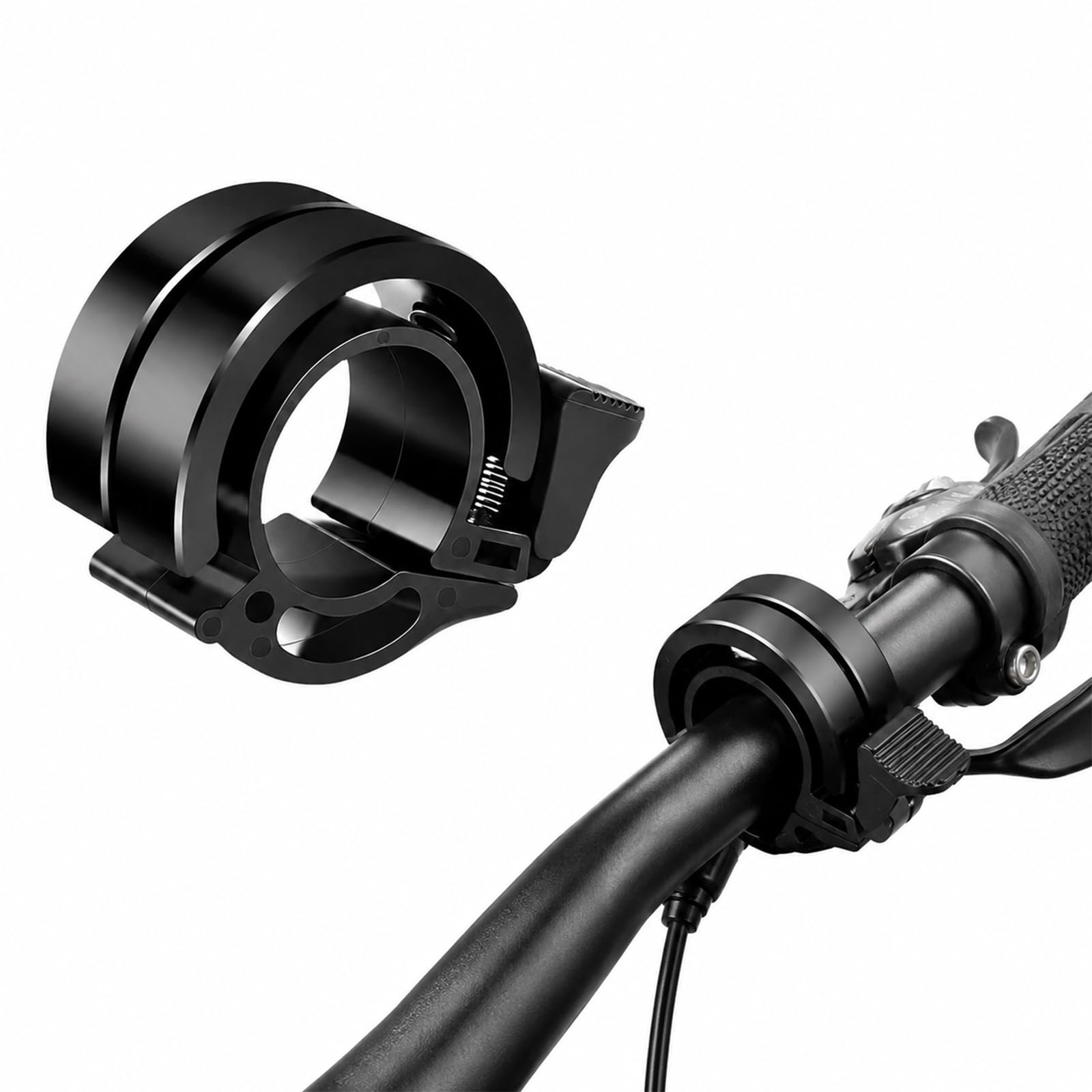 Double‑Ring Invisible Bicycle Bell, Bike Bell for 22mm Handlebar, Kids Bike Bell Adult Bicycle Ringer, Aluminum Alloy Bike Horn Bike Accessories‑Black