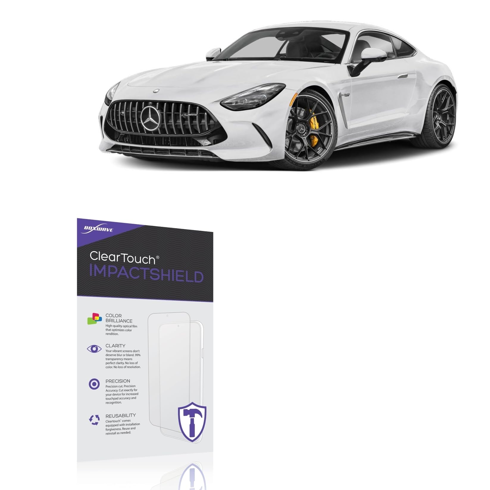 BoxWave Screen Protector Compatible with Mercedes-Benz 2025 AMG GT 2-Door-Coupe Instrument Display (12.3 in) - ClearTouch ImpactShield (2-Pack), Impenetrable Screen Protector Flexible Film