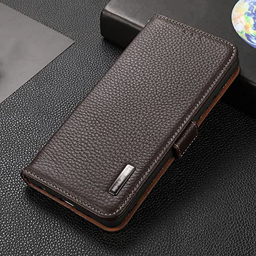 WCXTY Funda para Samsung Galaxy S22/S22 Plus/S22 Ultra, Funda Tipo Cartera De Cuero Genuino, Funda Abatible A Prueba De Golpes con Soporte para Tarjetas (Color : Brown, Size : S22 Ultra 6.8") Cover