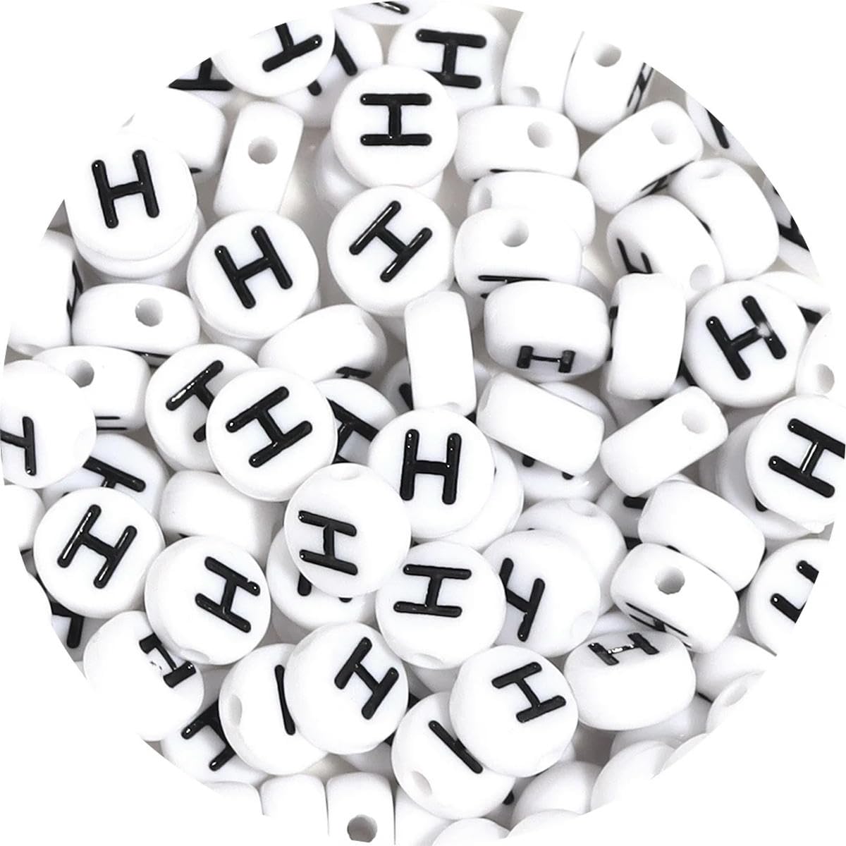 HUIOYG 100pcs/Lot Alphabet Beads Flat Round Letter Acrylic for Jewelry Making