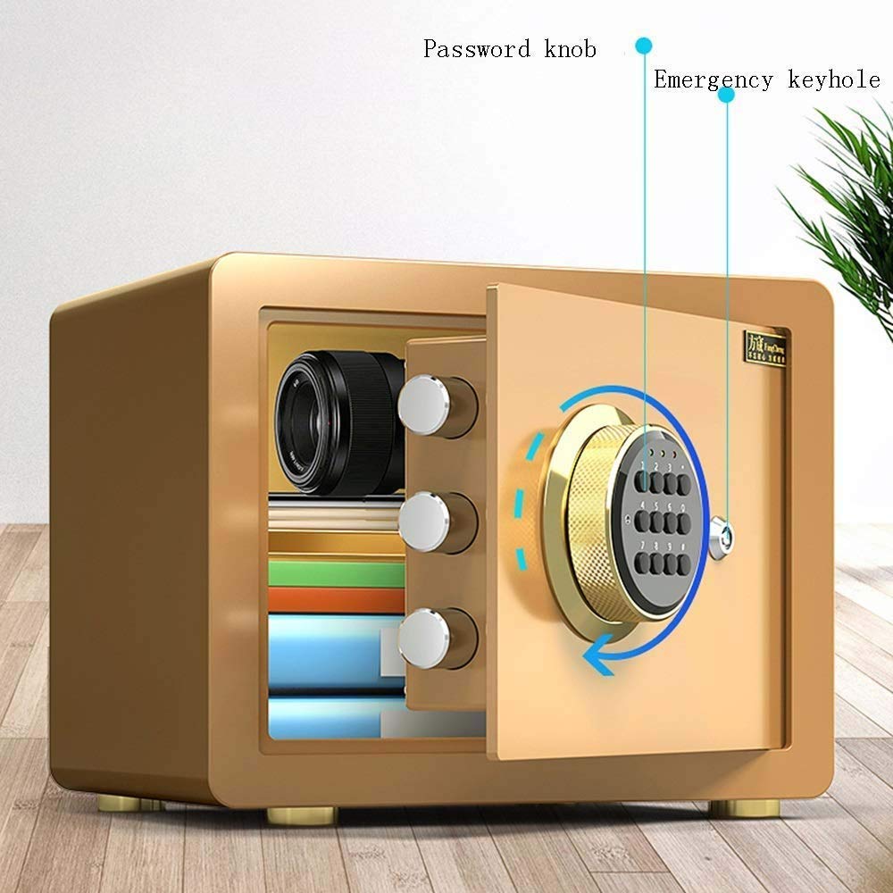 Caja de seguridad fuerte Caja fuerte de alta seguridad Caja fuerte ignífuga de acero con teclado digital Hogar Pequeño antirrobo con llave Gabinete de seguridad familiar simple Contraseña electrónica