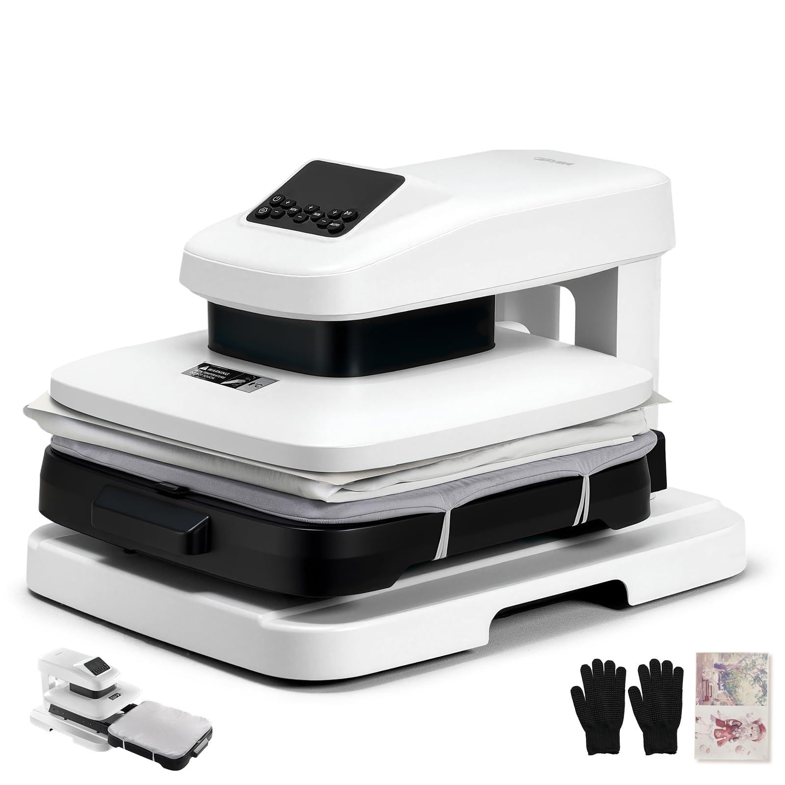VEVOR Prensa Térmica Automática 38 x 38 cm Máquina de Sublimación Blanca | Impresión de Calor para Personalizar Camiseta Sudadera Bolsa Manta, 1400 W, Presión Ajustable, Apagado Automático, Bricolaje