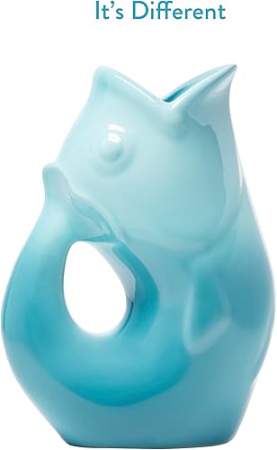 Miniatura 3 de Gurgle Pot Jarra de pescado, color azul degradado, capacidad de 42 onzas, jarra de bebidas, utensilios azules para servir para fiestas, utensilios