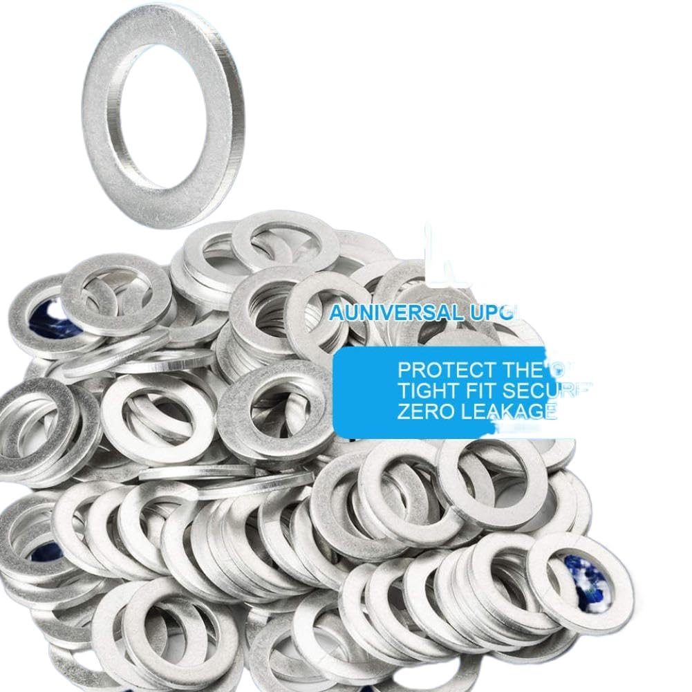 Lot de 100 rondelles d'écrasement en aluminium pour joints de bouchon de vidange d'huile, compatibles avec les références OEM 90430-12031 et 90430-12018