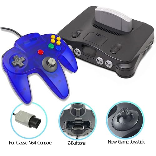Miniatura 3 de Tevodo N64 Controller, Upgraded Joystick Classic Wired Controller Compatible with N64 Console (Clear Red and Clear Blue)