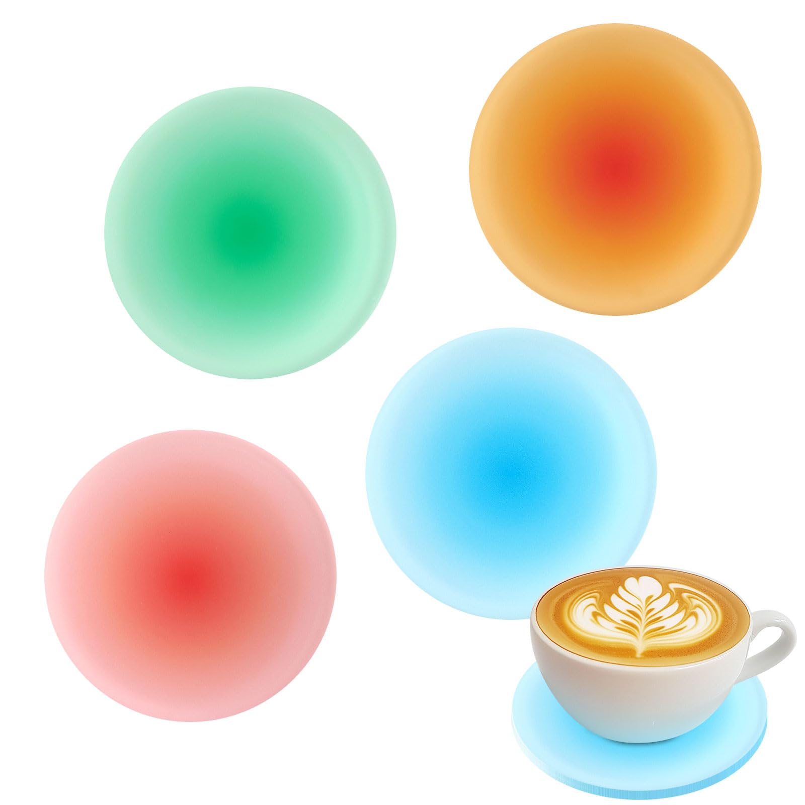 Drink Coasters Colorful Acrylic Coaster Set 4 Pcs, 3.8 Inch Round Non-Slip Table Coaster Coasters for Coffee Table Desktop Protection
