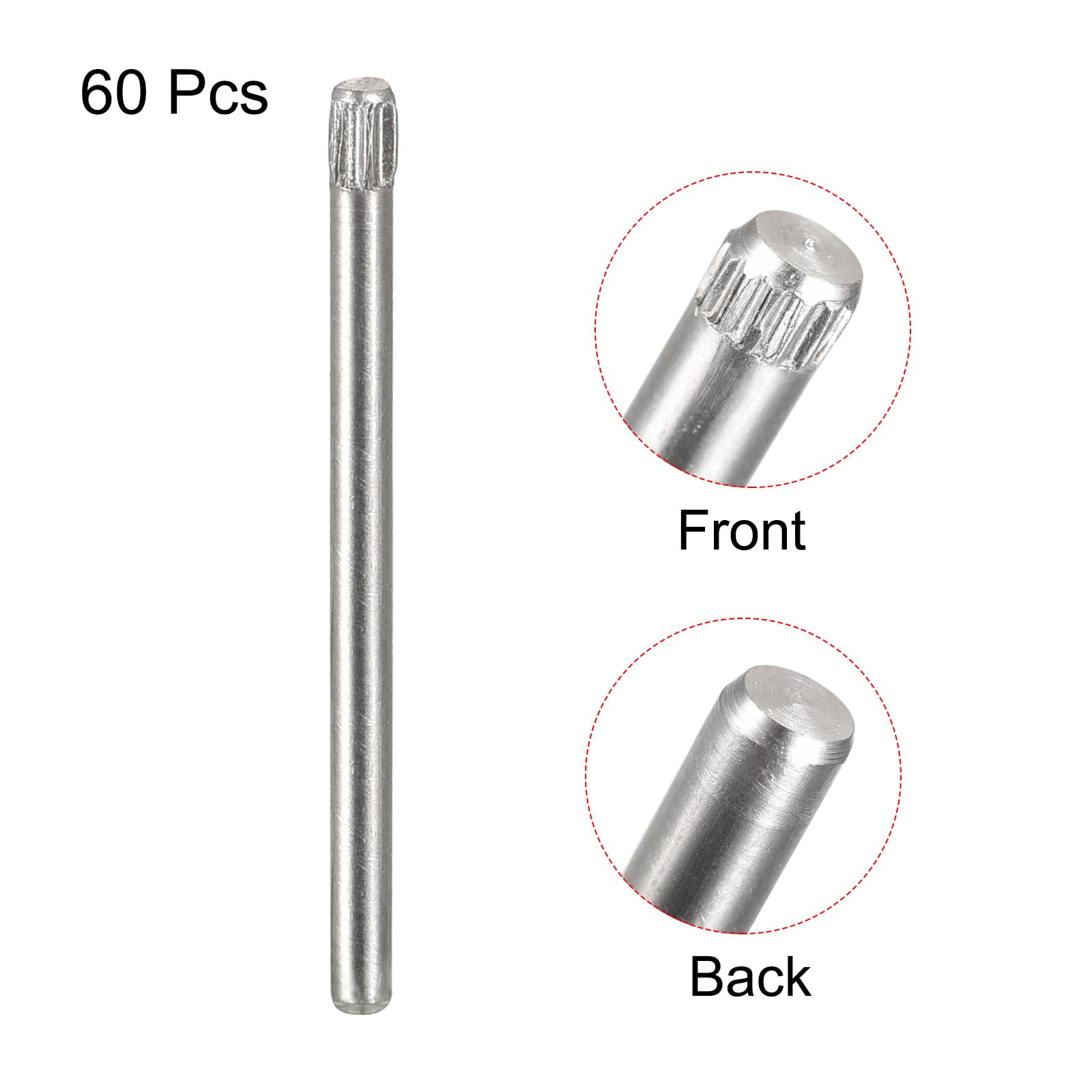 QUARKZMAN 1,6x25mm 304 Spine in Acciaio Inossidabile, 60pz Spina a Testa Scanalata con Estremità Piana, Spina Cilindrica Posizionamento Supporto Letto Scaffale Elementi Fissaggio Ripiani