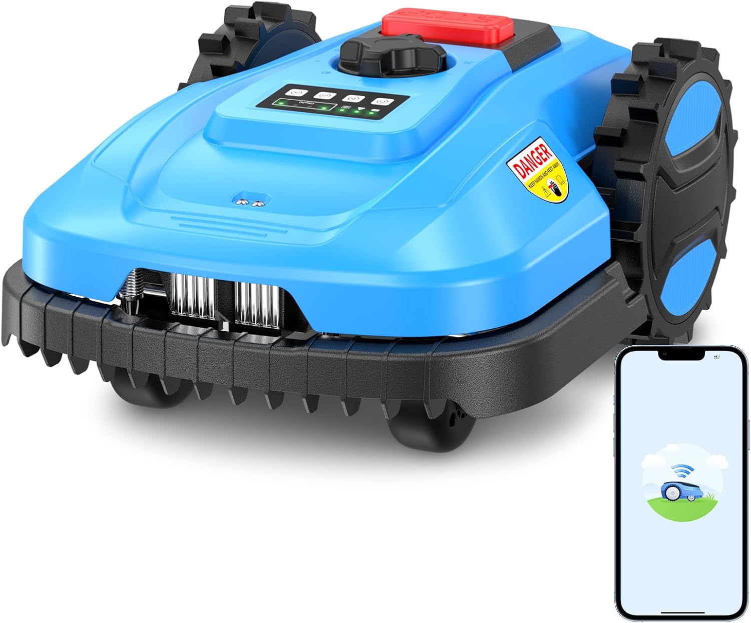 Robot Lawn Mower 1/4 Acre 20V 4.0 Ah Battery Powered, Robotic Lawn Mower with APP Control, Automatic Self Charging, Rain Sensor, Cut to Edge