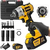 Chave de Impacto 21V 2 em 1 com Motor Sem Escovas, 450 N.m de Torque, LED, Mandril 1/2", Bateria Li-Ion – Kit e Acessórios