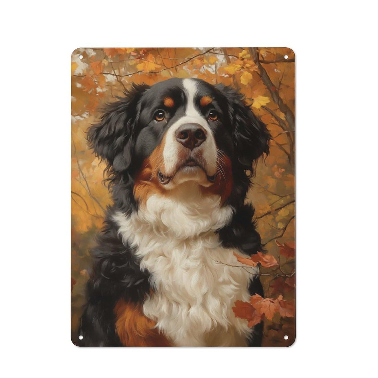 Junmoney Style-19 40X30cm Retro Tin Sign With Bernese Mountain Dog Portrait For Lounge Or Reading Corner, A Decorative Metal Sign For Lounges And Reading Corners