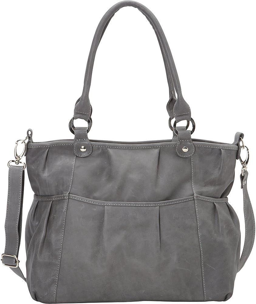 Piel Leather Zippered Cross-Body Tote, Charcoal, One Size