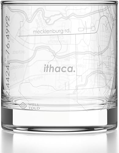 Miniatura 31 de Well Told Vaso de whisky grabado con mapa de Charleston, Carolina del Sur, vaso de rocas estilo antiguo (11 oz, transparente), vaso de whisky