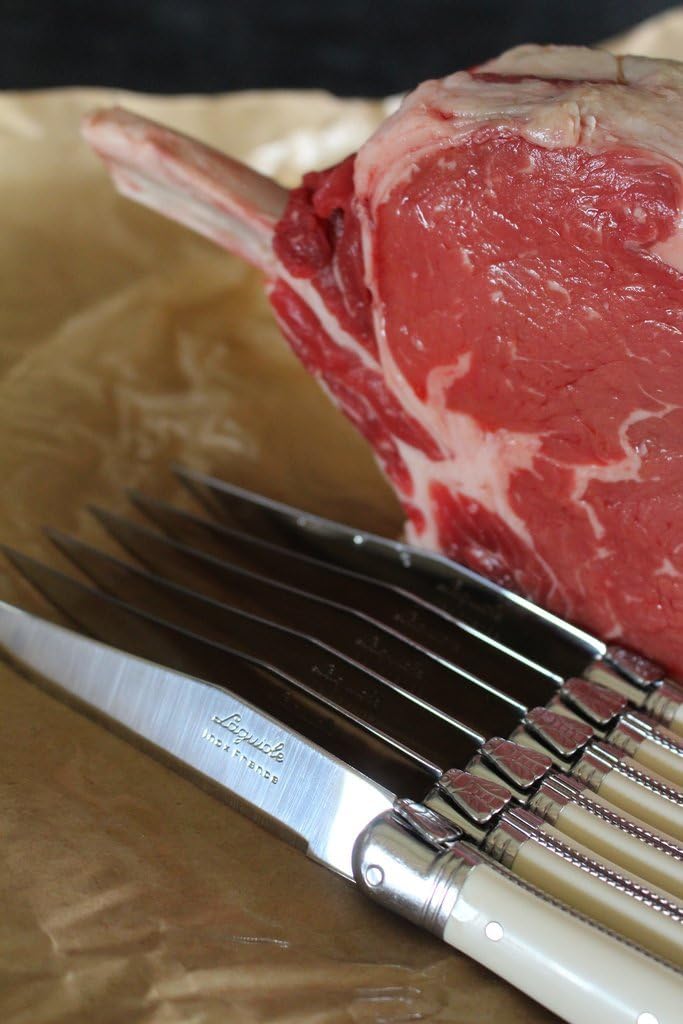 Set of 24 Flatware with Ivory Platine Handles, 6 Forks, 6 Knives, 6 Teaspoons and 6 Tablespoons. In Wooden Box