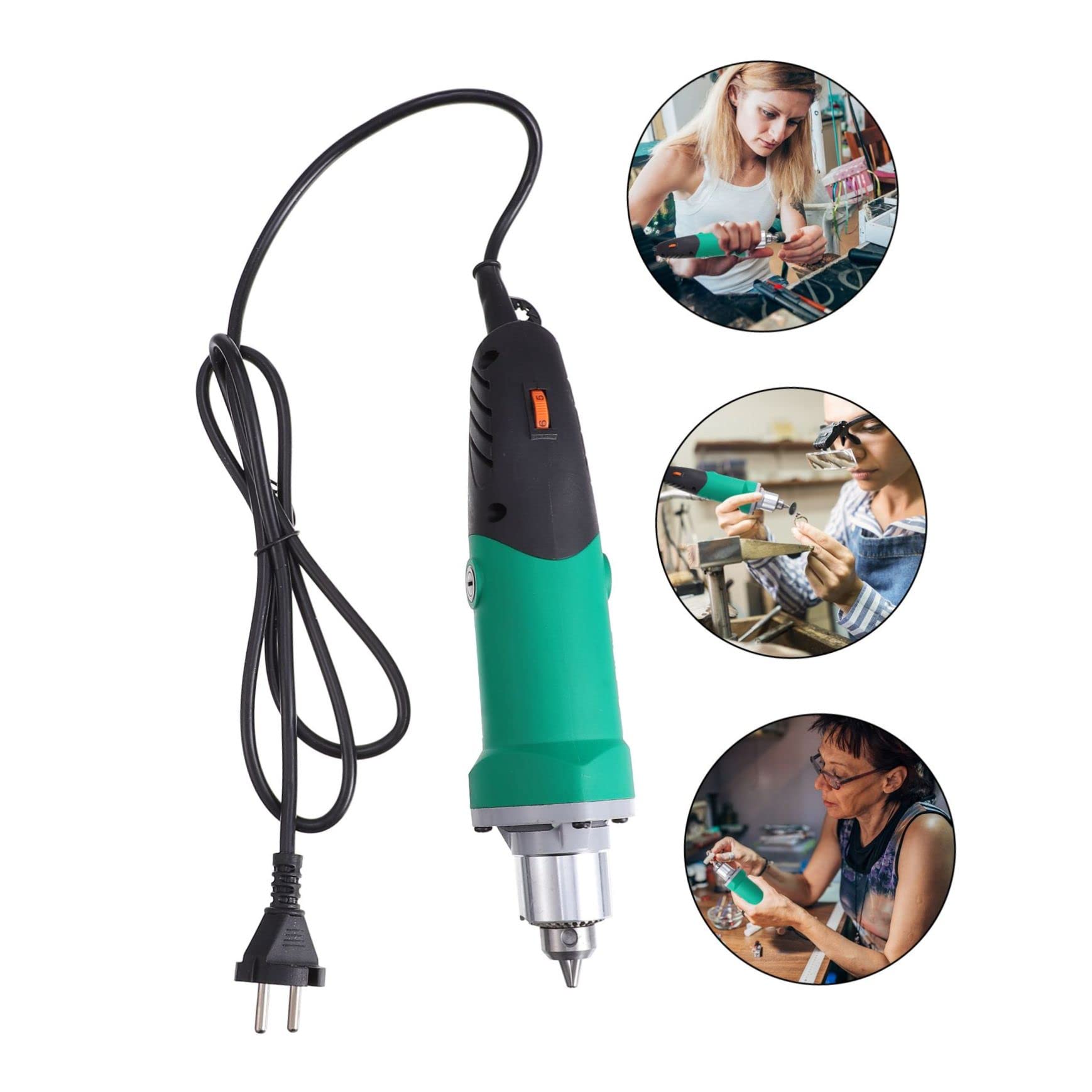 Mini Utensile Rotativo Elettrico 500w 220v Mandrino 6.5mm | 35000rpm, Velocità Regolabile a 6 Livelli, Corpo in Plastica e Metallo, Compatibile Testa a Spazzola