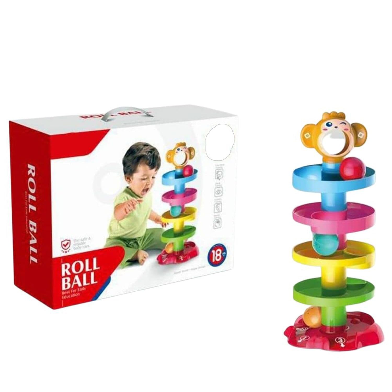 Fitto Stem Roll Ball Toy For Toddlers Educational Toy 5 Layers Swirling Tower For Motor and Cognitive Skills Development