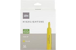 Fluorescent Yellow Office Depot Highlighters – Chisel Tip Office Supplies