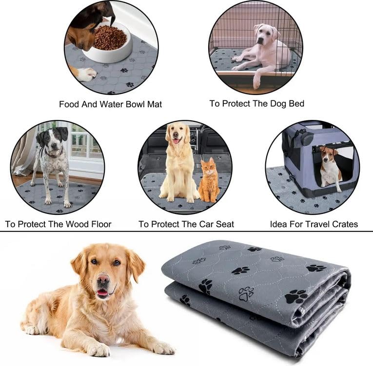 Image of Generic Washable Puppy Pads - 2 Pack Reusable, Large Super Absorbing Whelping Pads - Waterproof for Dog Bed Mat, Gray