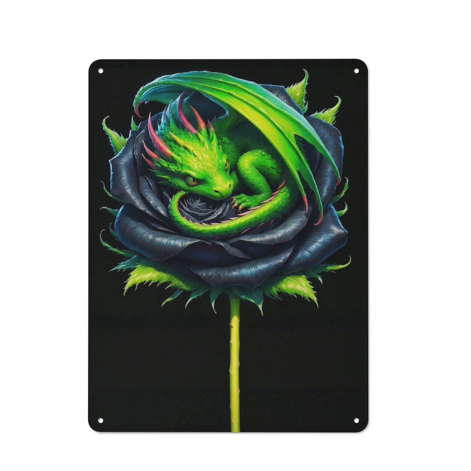 The Dragons Blossom Industrial Metal Sign 40x30cm, Modern Retro Loft Wall Plaque for Workspace, Cafe, Hallway Or Garage
