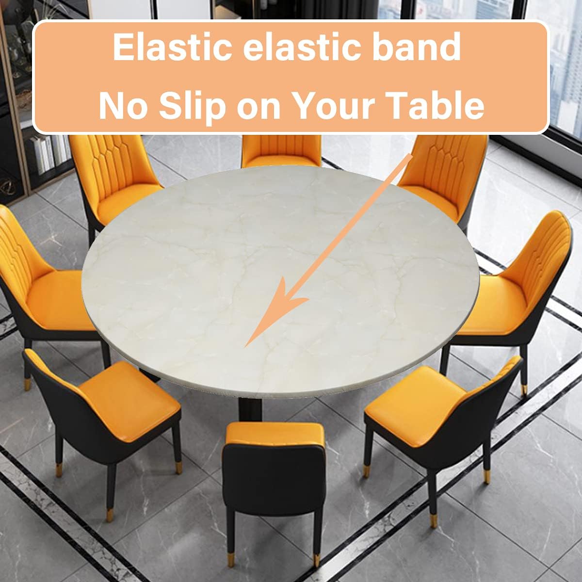 Flash Deals - 60% OFF Ekotech Round Fitted Vinyl Tablecloth with Elastic Edge and Flannel Backing,Waterproof Plastic Table Cover for Outdoor, Patio, Kitchen and Dining Room(Marble Pattern) 🛒 Flash Sale Ekotech Round Fitted Vinyl Tablecloth with Elastic Edge and Flannel Backing,Waterproof Plastic Table Cover for Outdoor, Patio, Kitchen and Dining Room(Marble Pattern)